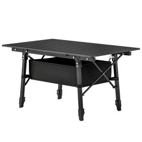 3ft Aluminum Small Folding Table, Portable Camping Table With Storage Bag, Carry Bag For Outdoor Picnic BBQ, Black