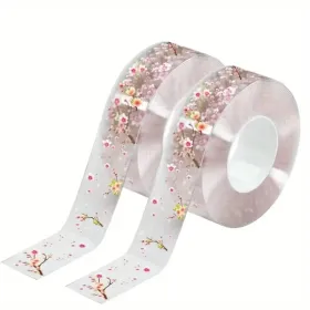 2 Rolls Waterproof Kitchen Seam Sealing Tape 118.11 Inch - Floral Design Clear Adhesive For Sink, Toilet, Stove Edges - Leak-Proof Gap Sealant With De