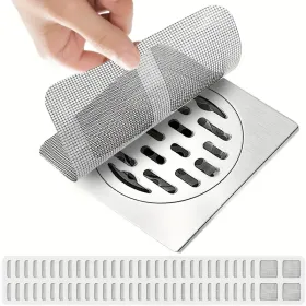 50pcs Disposable Shower Drain Hair Catcher Stickers - Easy-to-Use Plastic Mesh Filter Covers For Bathroom & Bathtub, Efficient Hair & Debris Blocker F