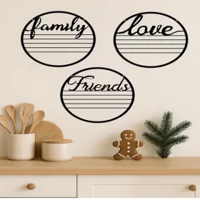 CIFbuy 3 Piece Round Wall Decor Set Inspirational Quote Signs For Friendship Love Family Rustproof Modern Wall Art(TikTok, Temu Pick-up Service)