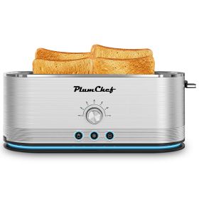 4-Slice Toaster, 7 Settings, Defrost, Reheat, Removable Crumb Tray, Full Body Stainless Steel Housing, Anti-Fingerprint, Anti-Jam, 1350W, Silver, Amaz