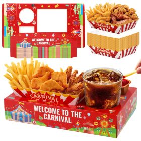 36Pcs Carnival Movie Night Paper Snack Candy Popcorn French Fries Snack Trays Carnival Movie Boxes For Snacks Tray Carnival Party Supplies