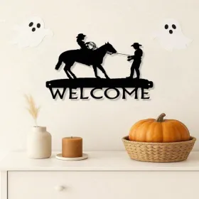 CIFbuy Western Vintage Distressed Embroidered Welcome Wall Hanging Decor For Living Room Entryway Bedroom (TikTok, Temu Pick-up Service)