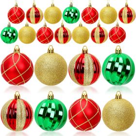 24PCS Christmas Ball Ornaments Hanging Balls Red Green Gold Shatterproof Decorations For Xmas Tree Home Decor For Party Holiday Wedding Anniversary DI