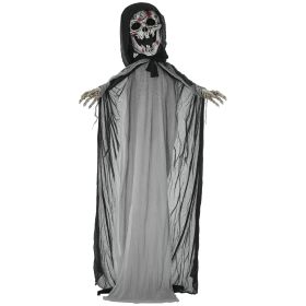74" Life Size Outdoor Halloween Decorations Skeleton Witch, Animated Prop Animatronic Decor with Sound and Motion Activated, Light Up Eyes and Chest,