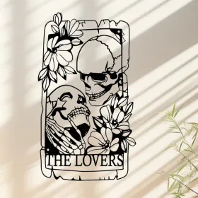 CIFbuy Gothic Aluminum Skeleton Lovers Tarot Wall Art Dark Themed Home Decor Holiday Gift(TikTok, Temu Pick-up Service)