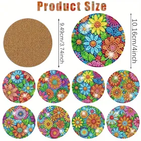 16 Pcs Diamond Art Painting Coaster Kit Flowers DIY Crafts Kit With Holder And Wooden Pad Non Slip Coaster Art Supplies For Adults And Beginner Ideal