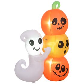 5ft Inflatable Halloween Ghost and Pumpkin, Blow Up LED  Display for Garden Indoor Outdoor