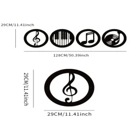 CIFbuy Vintage Music Themed 4 Piece Wall Art Decor Set Elegant Black Iron Frame Gift For Music Lovers (TikTok, Temu Pick-up Service)
