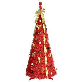 6FT UP Red Tree Artificial Full Christmas Tree Holiday Xmas