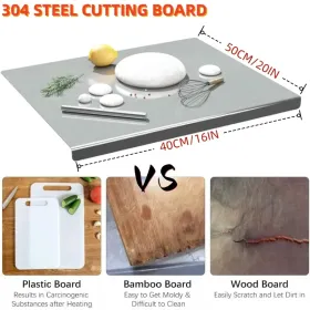 XXL 304 Stainless Steel Cutting Board  Anti-Slip & Mildew-Proof! No More Moldy Wooden Boards | Heavy-Duty & Food-Safe, Easy To Clean â€“ Chop Meat, Kn