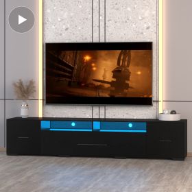 Video TV Console With Storage Cabinets, Remote, APP Control Long LED TV Stand, Full RGB Color Selection, 31 Modes Changing Lights Modern Entertainment