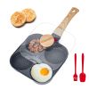 VEVOR Egg Pan, 4-Cup Nonstick Egg Frying Pan, Aluminum Breakfast Omelette Skillet for Pancakes, Hamburgers, Sandwiches, with Lid, Oil Brush, Scraper