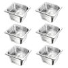 VEVOR 6 Pack Stainless Steam Hotel Pans, 1/6 Size Table Steam Pan, 4 Inch Deep