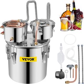 VEVOR Moonshine Still Stainless Steel Water Alcohol Distiller Copper Tube With Circulating Pump Home Brewing Kit Build-in Thermometer for DIY Whisky W