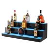 VEVOR LED Lighted Liquor Bottle Display, 3 Tiers 30 Inch Commercial Illuminated Home Bar Shelf, 3 Steps Whiskey Rack Stand