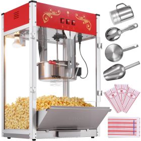 VEVOR Popcorn Maker, 1615W Popcorn Popper Machine, 16 Oz Kettle Large Capacity Countertop Popcorn Maker with Tempered Glass