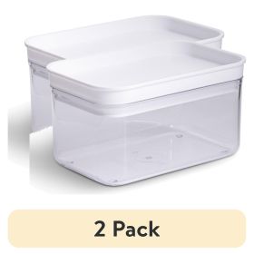 (2 pack) Rectangular Plastic Food Storage Canister - Small - 6.61" x 4.24" x 3.64"