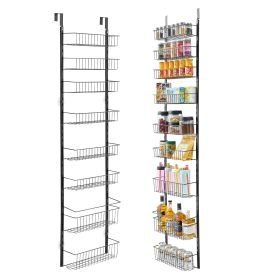 VEVOR Over the Door Pantry Organizer, 9-Tier Pantry Organization and Storage, Heavy-Duty Steel Hanging Spice Rack, Adjustable Wall Seasoning Shelves