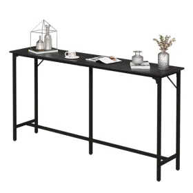 71-Inch Bar Table (Black) - 209 Lbs Capacity Pub Height Table With Durable MDF Top & Metal Frame, Ideal For Kitchen/Bar Counte