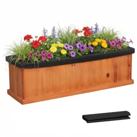 Detachable Bottom Garden Bed, Protective Coating Pine Planter For Herbs, Flowers & Vegetables 40 X 12.5 X 12
