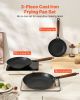VEVOR Cast Iron Skillet, 3-Piece Frying Pan Set (8, 10, 12 in), Nonstick Skillets with Detachable Wood Handle, Pre-Seasoned Chef's Pan