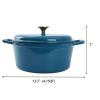 4.75qt Oven-Safe Cast Iron Ceramic Enamel Round Dutch Oven, Blue