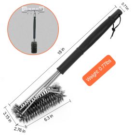 1 Set BBQ Grill Cleaning Brush Stainless Steel Barbecue Cleaner With 18in Suitable Handle Stiff Wire Bristles For Grill Cooking Grates