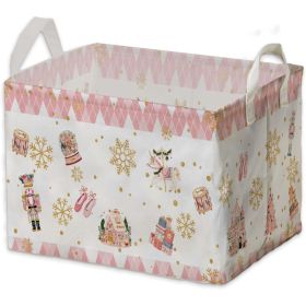 Christmas Nutcracker Storage Baskets, Empty Christmas Gift Baskets, Pastel Nutcracker Home Decorations, Large Square Waterproof Laundry Hamper Co (Option: pink)