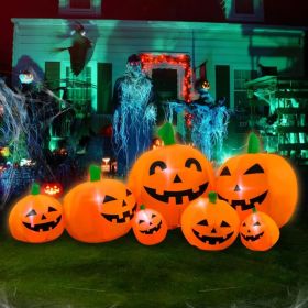 7 Ft Halloween Inflatable Pumpkin Patch Family Decoration Jack-o-Lantern Decor for Lawn Yard Home Party Indoors Outdoors (Option: Decor)