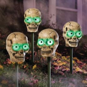 Color Changing Skull Stake Lights, Set Of 4 (Option: White)