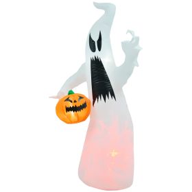 5.9' Halloween LED Yard Decor Ghost with Pumpkin, Blow Up Inflatable Outdoor Decoration, Waterproof (Option: White-220x220x160 mm)