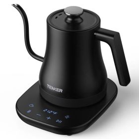 Electric Gooseneck Kettle Temperature Control Pour-Over Tea Kettle For Coffee Brewing;  Stainless Steel Inner;  1300W Rapid Heating;  Temp Holdin (Option: Black)