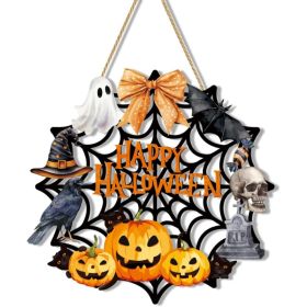 Halloween Wreaths For Front Door Welcome Sign Happy Halloween Wall Decorations (Option: MULTI)