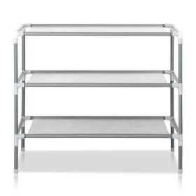 3 Tier Non Woven Fabric & Steel Shoe Rack,Stackable Shoe Rack Storage Shelves,Vertical Shoe Tower Stand,Space Saver Shoe Storage Shelf,with Metal (Option: Gray)