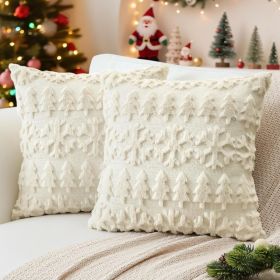 Christmas Tree Snowflakes Pillow Covers 18x18 Set Of 2 (Option: White)