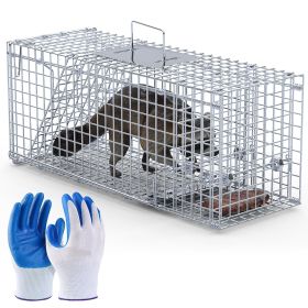 1Pc 25.59Inch Live Humane Animal Trap Cage Heavy Duty Folding Catch And Release Rodent Cage For Rabbit Squirrel Possum Skunk Kitten Raccoon And More (Option: 1Pc)