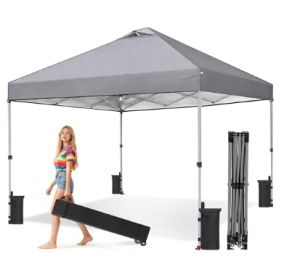 10x10 Feet Retractable Tent, Portable Outdoor Shelter, Suitable For Beaches, Events, Camping (Option: Grey)