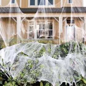 Sq Ft Halloween Spider Web Decorations With 30 Fake Spiders Stretchable Cobwebs For Indoor Outdoor Haunted House Porch Yard Party Decor (Option: White)