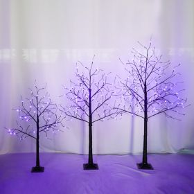Set Of 3 Halloween Black Bare Branch Tree With Purple LED Lights, Adjustable Branches Spooky Tree For Indoor Yard Halloween Decor (Option: A)