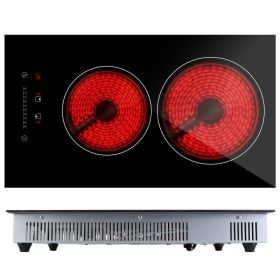 1Pc Dual Induction Burners Electric Cooktop 110V Total 1900W Electric Stove Built In Electric Ceramic Stove With Timer Setting 9 Firepower Levels (Option: Black)