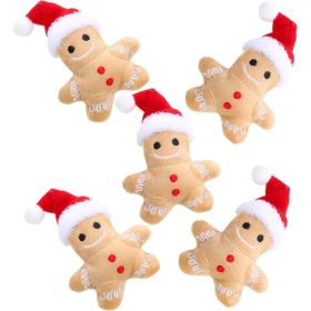 Catnip Toy,5Pcs Gingerbread Man Plush Cat Chew Toy,Christmas Interactive Teething Cat Toy Cute Cotton Filled Soothing Cat (Option: White)