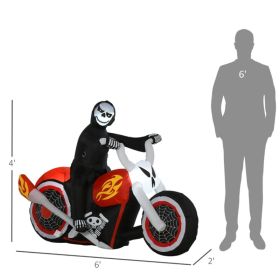 6FT Halloween Inflatable Grim Reaper On Motorcycle Built-in LED Lights Outdoor Lawn Yard Decor---Unavailable Platform-Temu&Walmart&TikTok (Option: A)