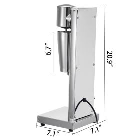 Milkshake Maker Kit, Stainless Steel Electric Milkshake Maker, 180W Milkshake Machine, Single Head Classic Milkshake Maker With 800ml Cup, Silver (Option: Silver)