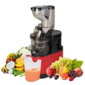 1Pc Cold Press Juicer Machine 300W Electric Slow Masticating Juicer For Whole Vegetable And Fruit With Reverse Function 2 Containers Cleaning Bru (Option: Red)