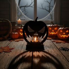 Gothic Pumpkin Metal Candle Holder Halloween Spooky Centerpiece Tabletop Decor (Option: Y)