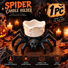 3D Printed Halloween Spider LED Tealight Holder, Spooky Tabletop Decor, Electronic Candle Holder, 1PC, 3PCS, 5PCS (Option: 1PC-Halloween-3D Printed Material)