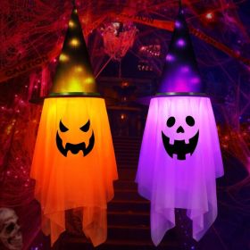 Halloween Decorations Outdoor,2 Pcs Large Lighted Glowing Ghost Witch Hats 42.5x15  Halloween Hanging Ghosts With Remote Control For Indoor (Option: Hanging Ghosts Decor)