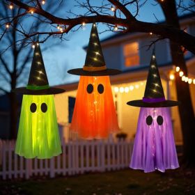 3 Pack Light-up Halloween Hanging Witch Ghost Decor Outdoor (Option: Witch Ghost)