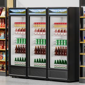 Commercial Merchandiser Refrigerator 12.2 CU.FT Glass Door Display Refrigerator (Option: Black)